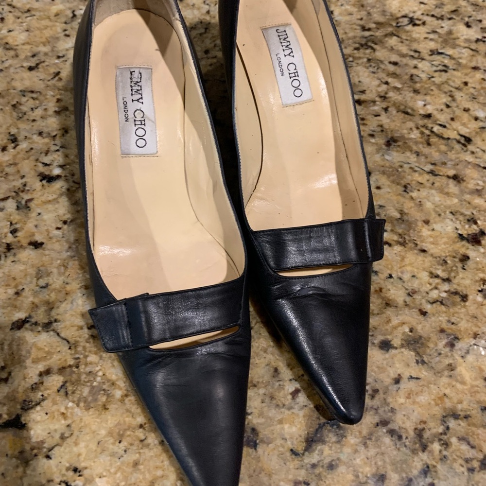 Jimmy Choo vintage kitten heels black leather 37.5 women’s
